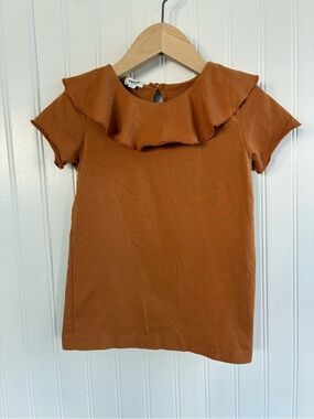 OEUF NYC Children's Ruffle Collar Top - Rust